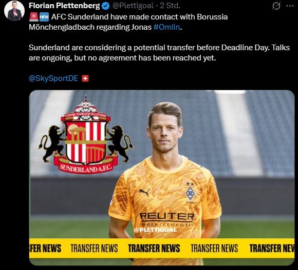 Wechsel von Omlin nach Sunderland